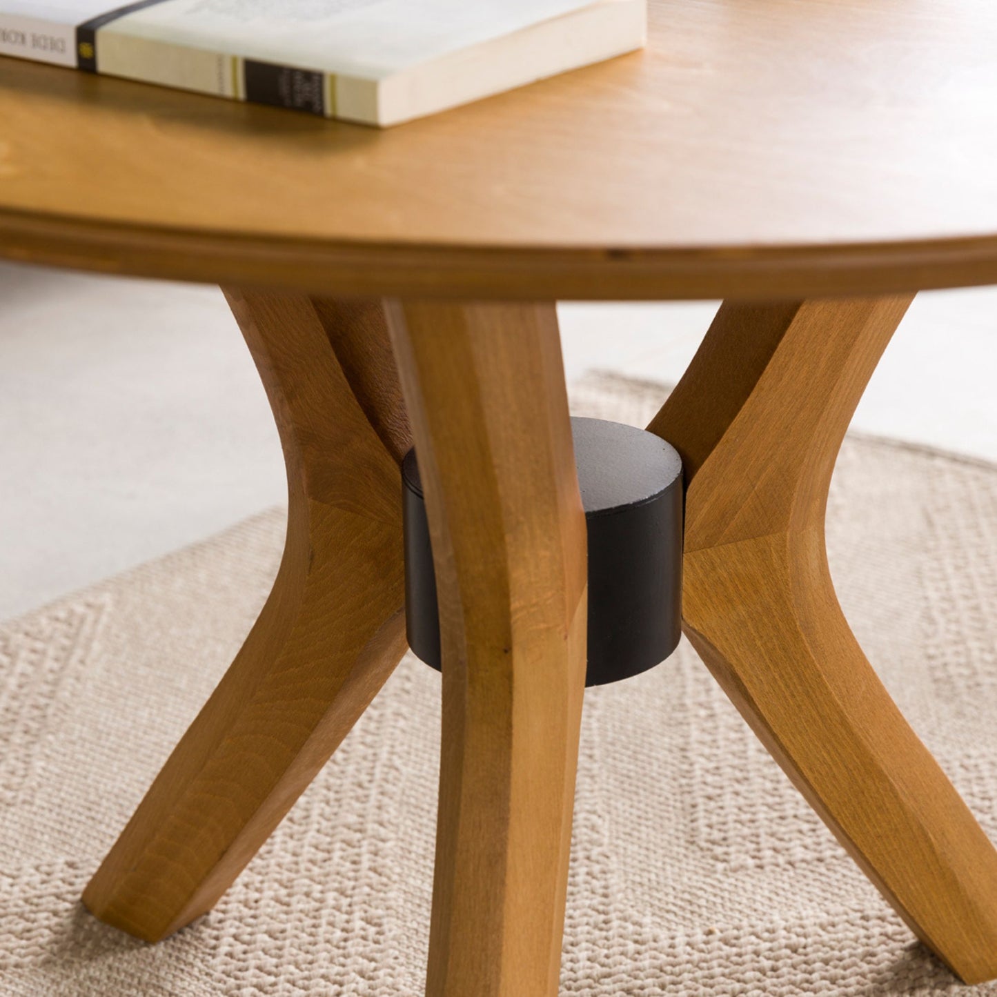 Solid Wood Round Coffee Table Base 3-Legs