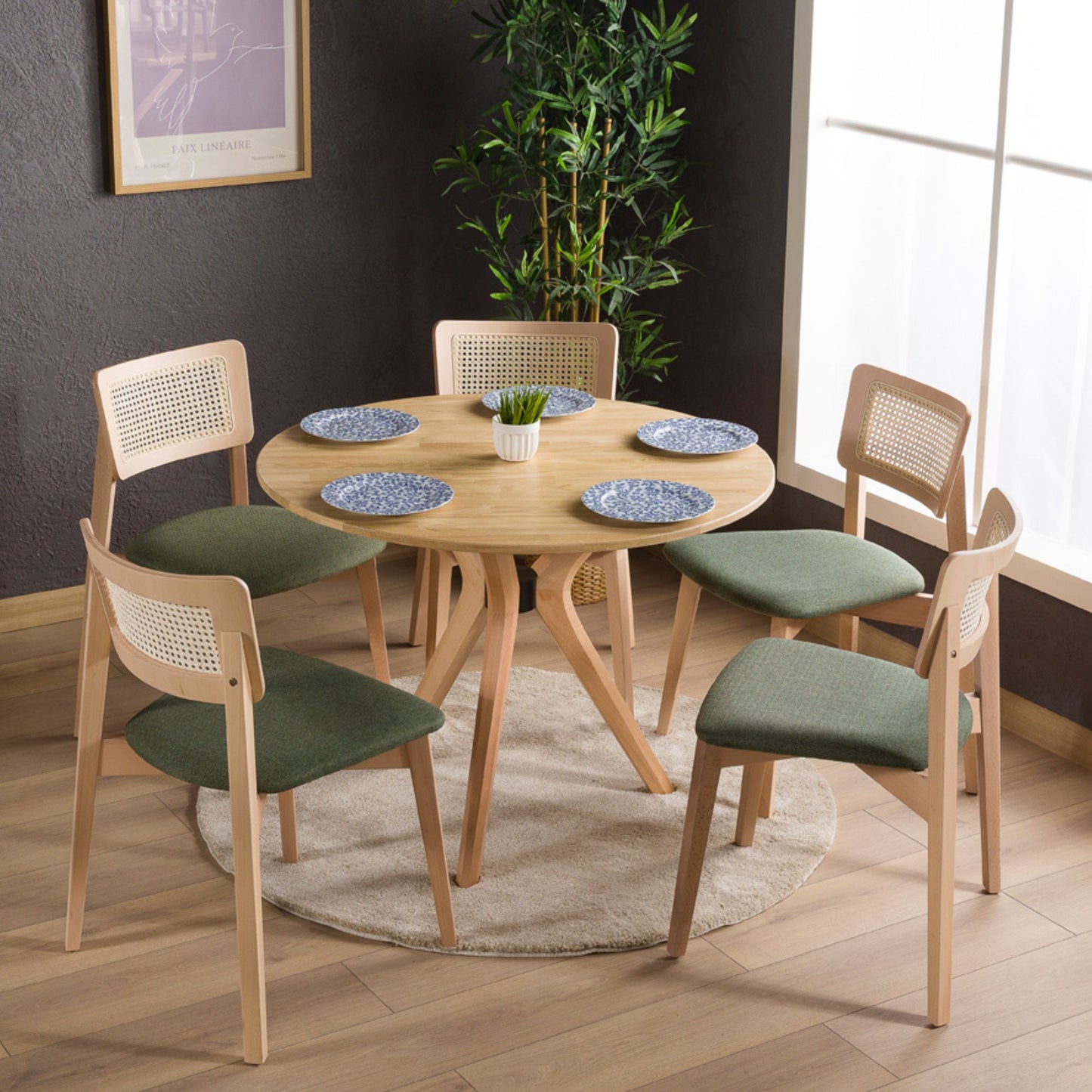 Irem Solid Wood Dining Chairs - Set of 2 (Natural Color)