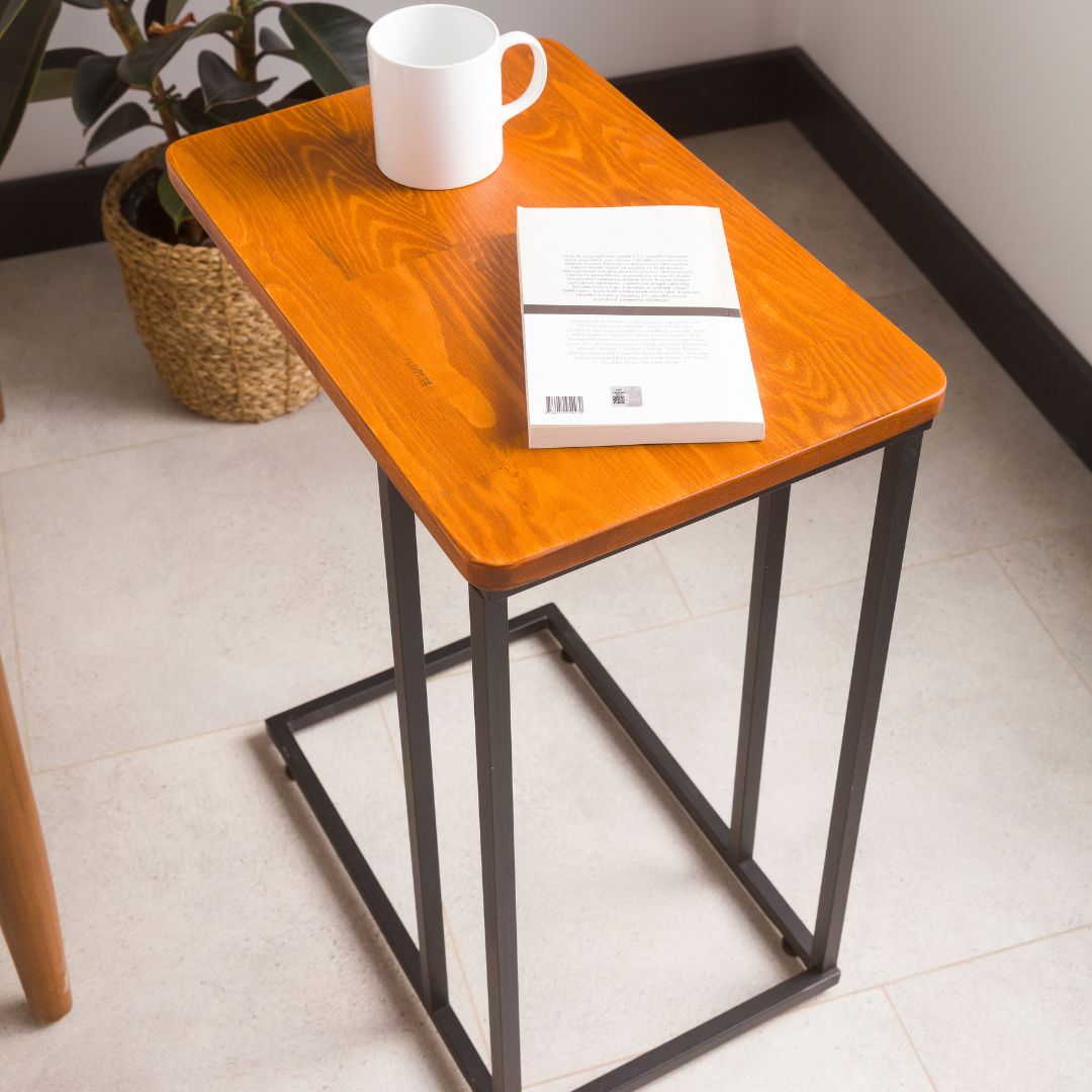C-Shaped Slim Table with Metal Legs
