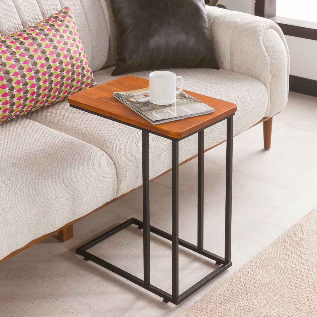 C-Shaped Slim Table with Metal Legs