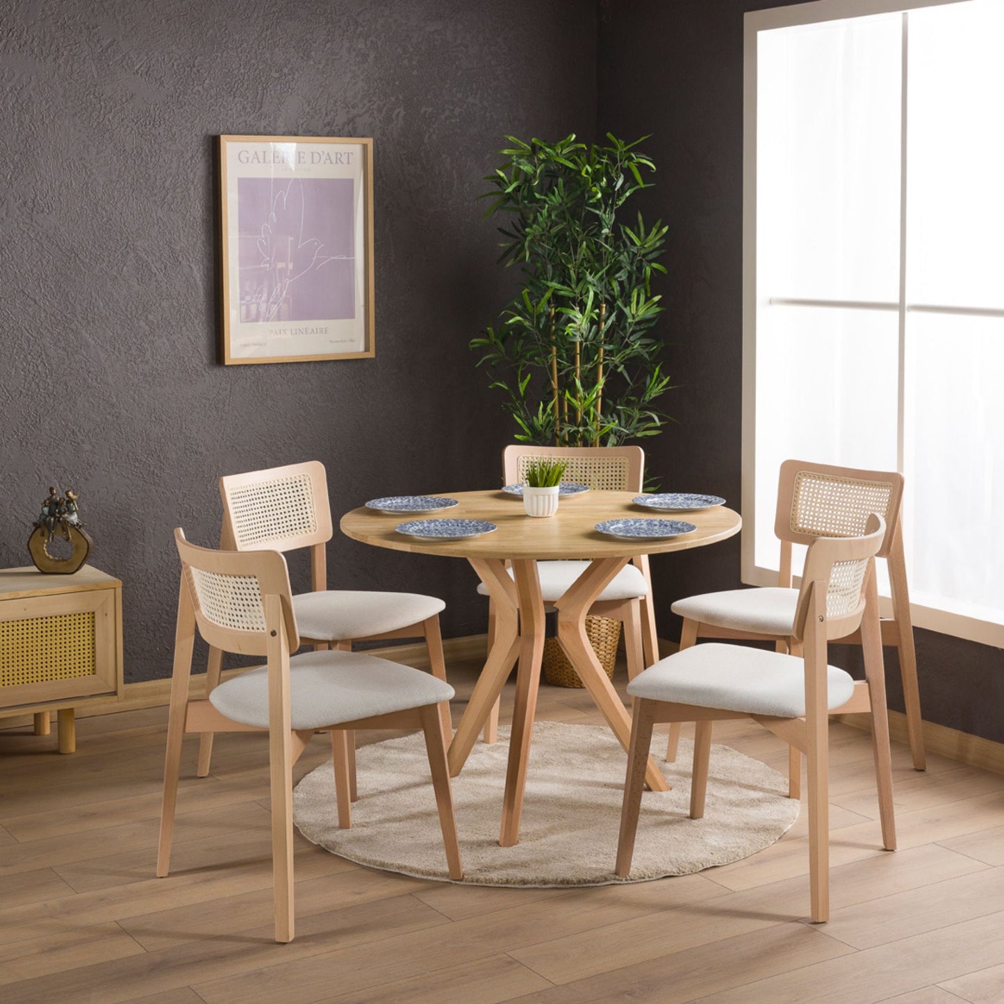 Irem Solid Wood Dining Chairs - Set of 2 (Natural Color)