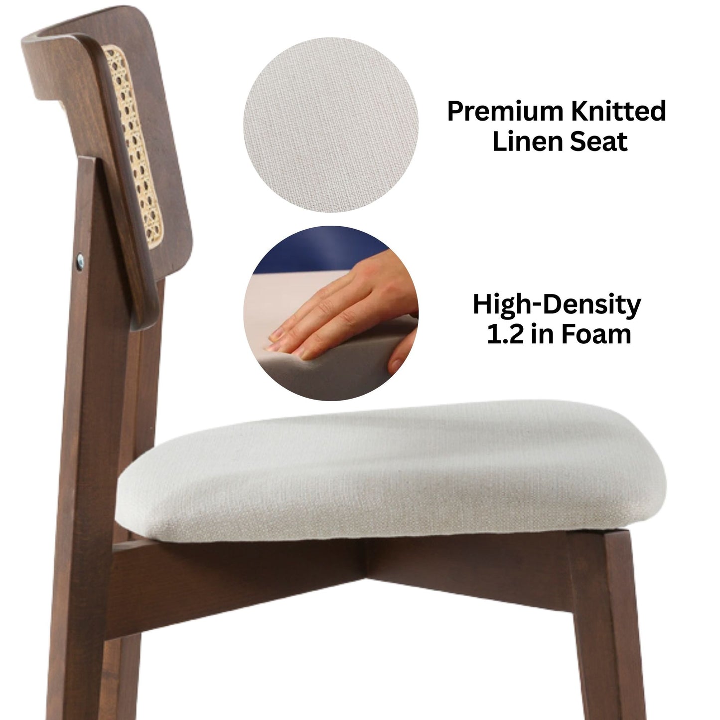 Irem Solid Wood Dining Chairs - Set of 2 (Walnut Color)