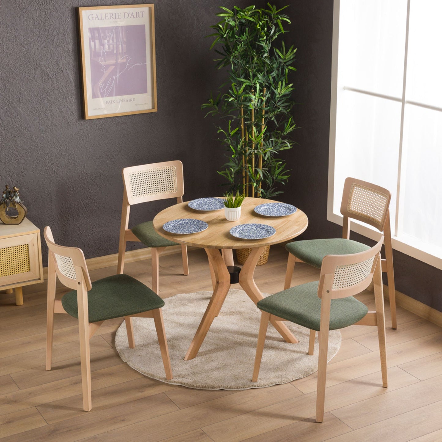 Rexa Solid Oak Round Dining Table Set – 2 to 6 Seater Options (Natural Color)