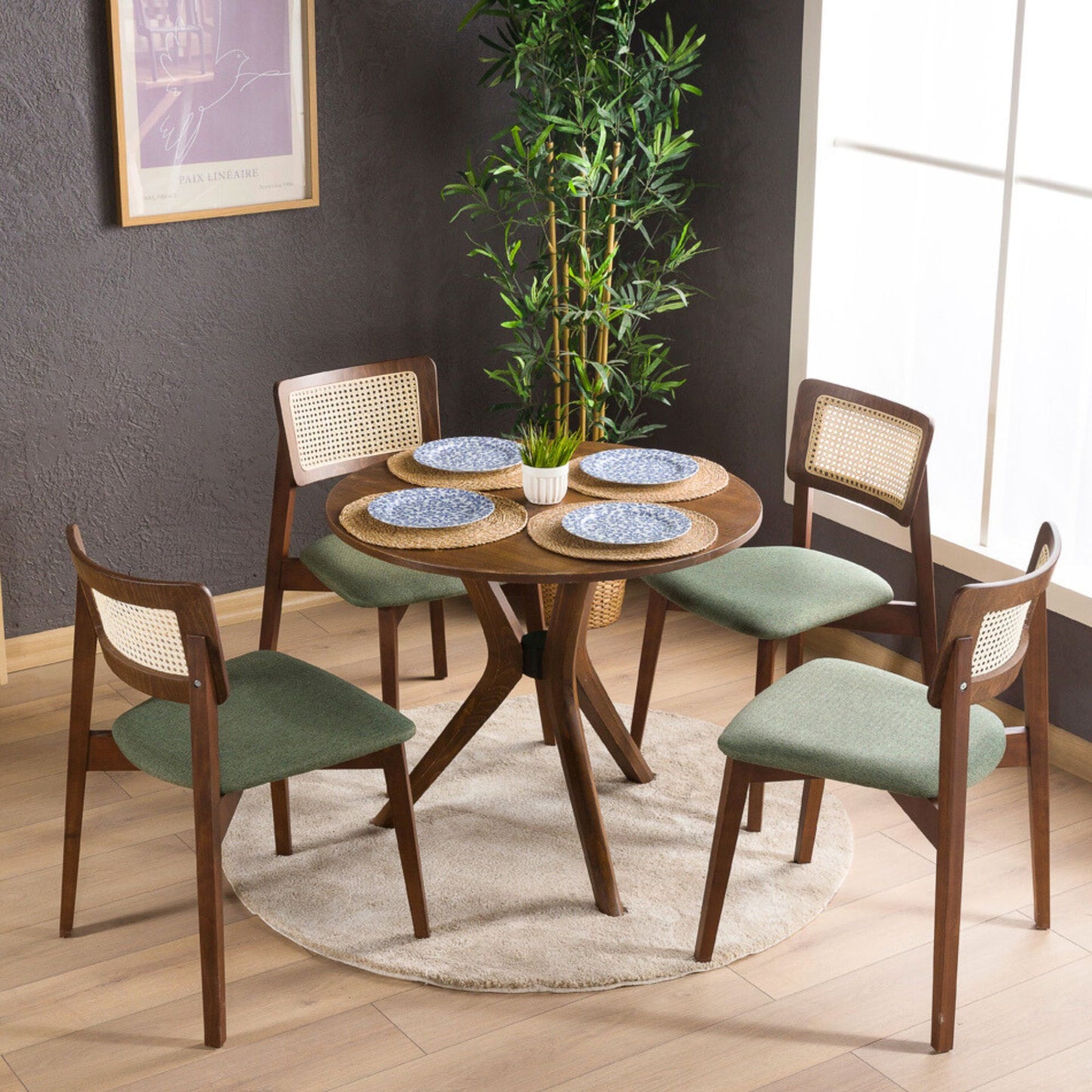 Irem Solid Wood Dining Chairs - Set of 2 (Walnut Color)