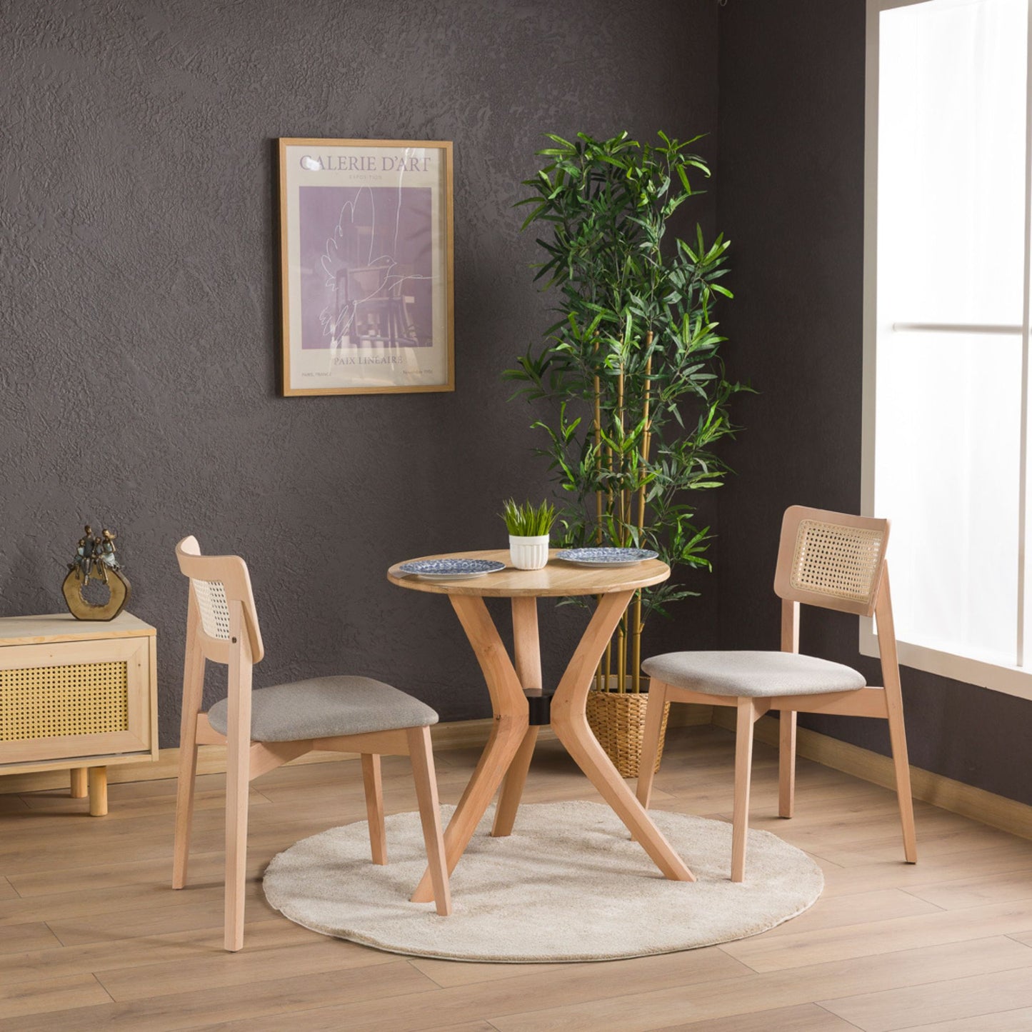 Irem Solid Wood Dining Chairs - Set of 2 (Natural Color)