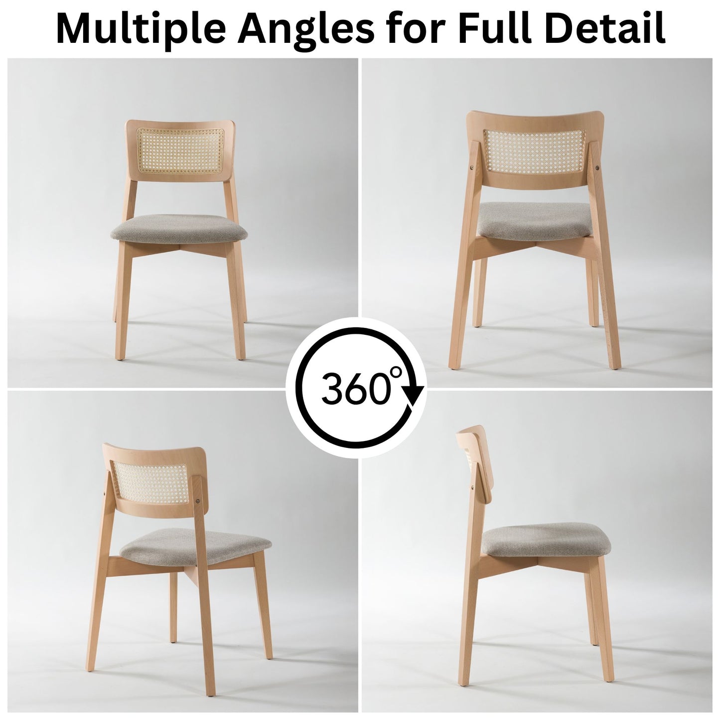 Irem Solid Wood Dining Chairs - Set of 2 (Natural Color)