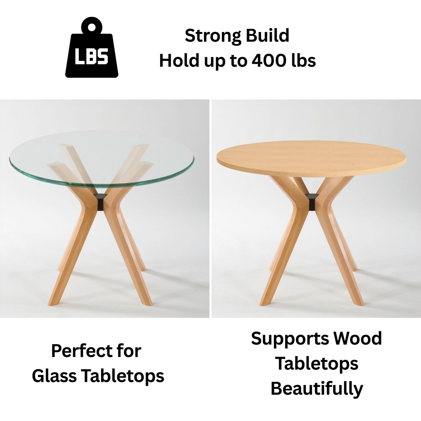 Solid Wood Round Dining Table Base 4-Legs