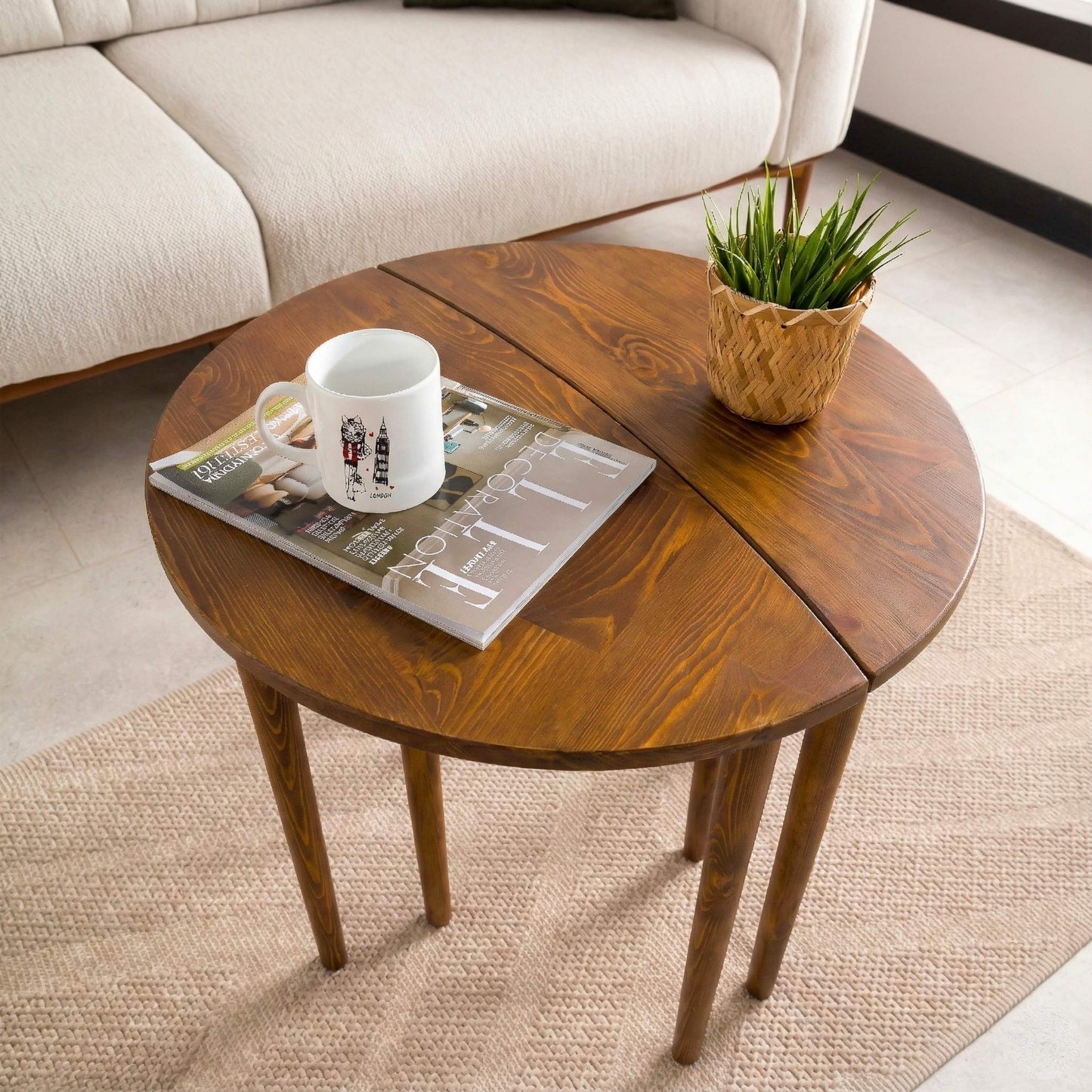 Solid Wood Round Nesting Coffee Table