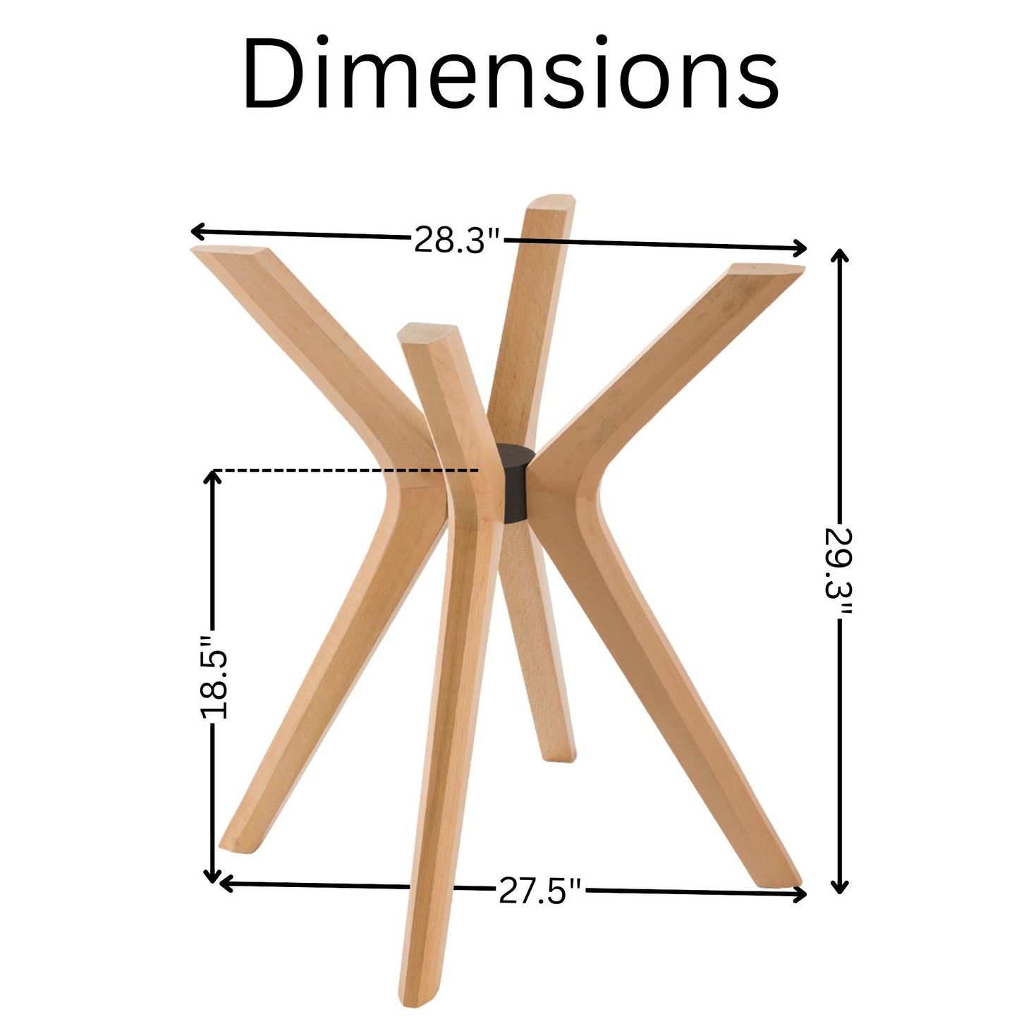 Solid Wood Round Dining Table Base 4-Legs