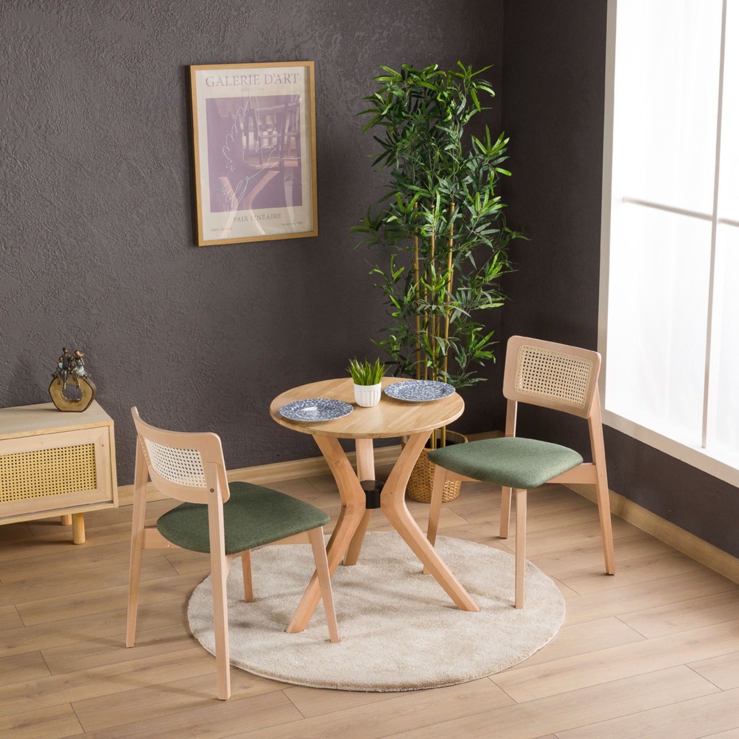 Irem Solid Wood Dining Chairs - Set of 2 (Natural Color)