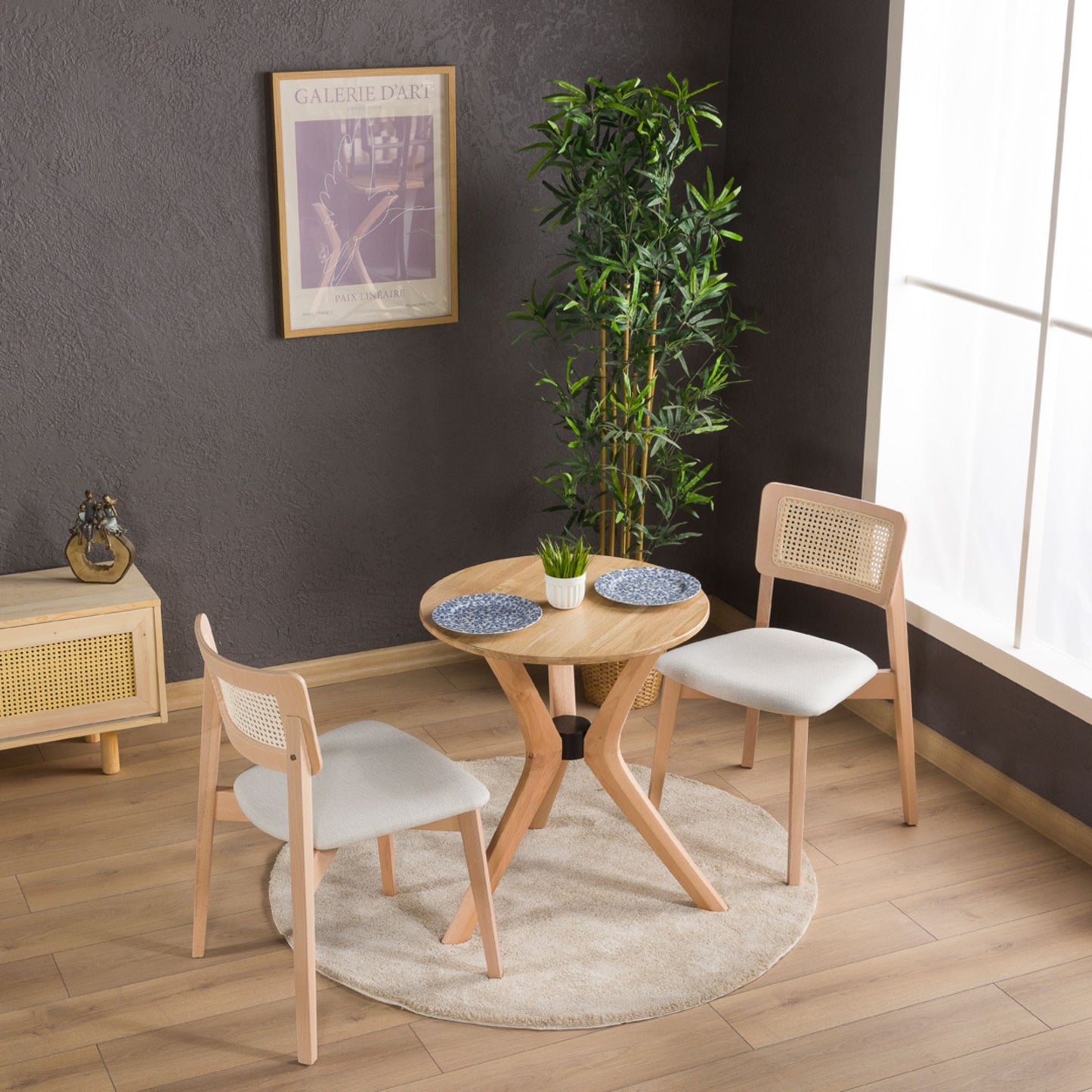Irem Solid Wood Dining Chairs - Set of 2 (Natural Color)
