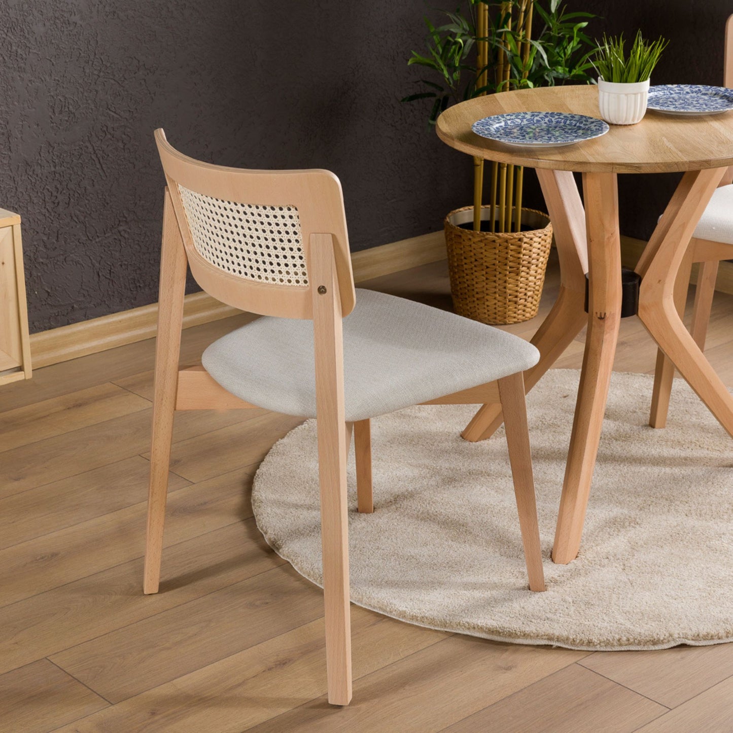 Irem Solid Wood Dining Chairs - Set of 2 (Natural Color)