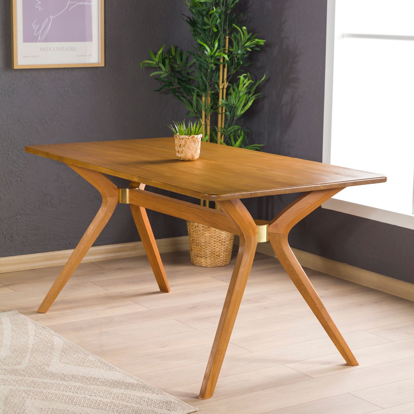 Rustic Rectangular Dining Table with Butterfly Pedestal Legs