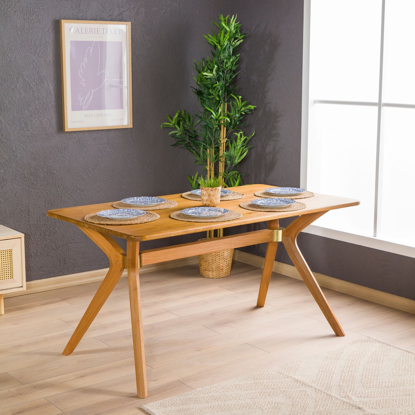 Rustic Rectangular Dining Table with Butterfly Pedestal Legs