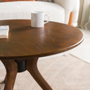 Round Coffee Table with Solid Wood Butterfly Legs