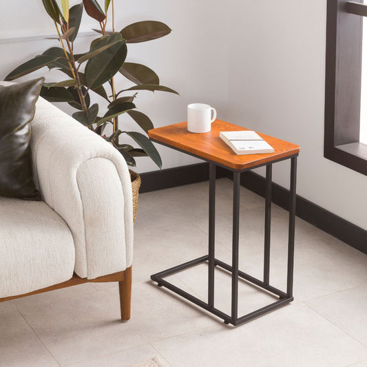 C-Shaped Slim Table with Metal Legs