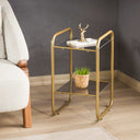 2-Tier Metal Side Table with Glass Tabletop