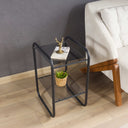 2-Tier Metal Side Table with Glass Tabletop