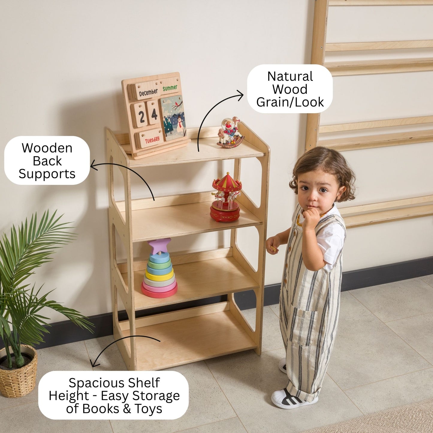 Freestanding Montessori Toys Storage Shelf