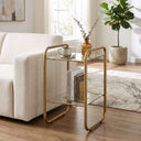 2-Tier Metal Side Table with Glass Tabletop