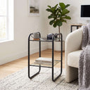 2-Tier Metal Side Table with Glass Tabletop