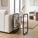 2-Tier Metal Side Table with Glass Tabletop