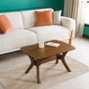 Modern Rectangle Coffee Table with Solid Wood Butterfly Legs