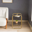 2-Tier Metal Side Table with Glass Tabletop