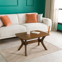 Modern Rectangle Coffee Table with Solid Wood Butterfly Legs