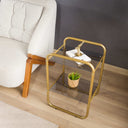 2-Tier Metal Side Table with Glass Tabletop