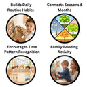 Montessori wooden calendar, wooden educational calendar for kids 5