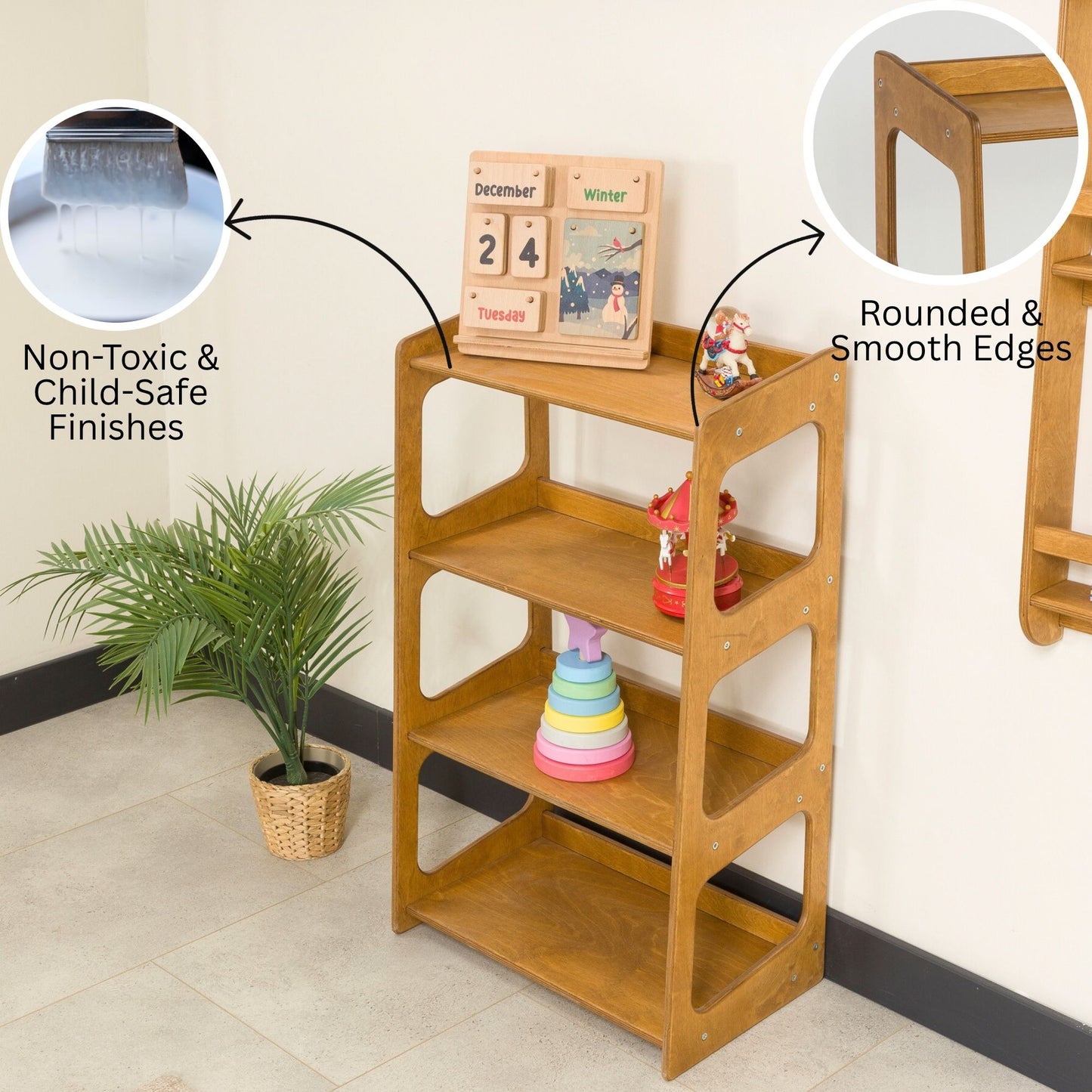 Freestanding Montessori Toys Storage Shelf