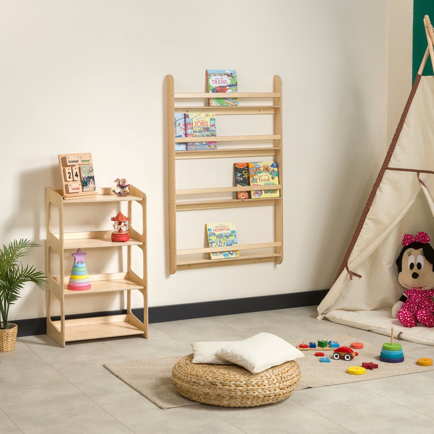 Freestanding Montessori Toys Storage Shelf
