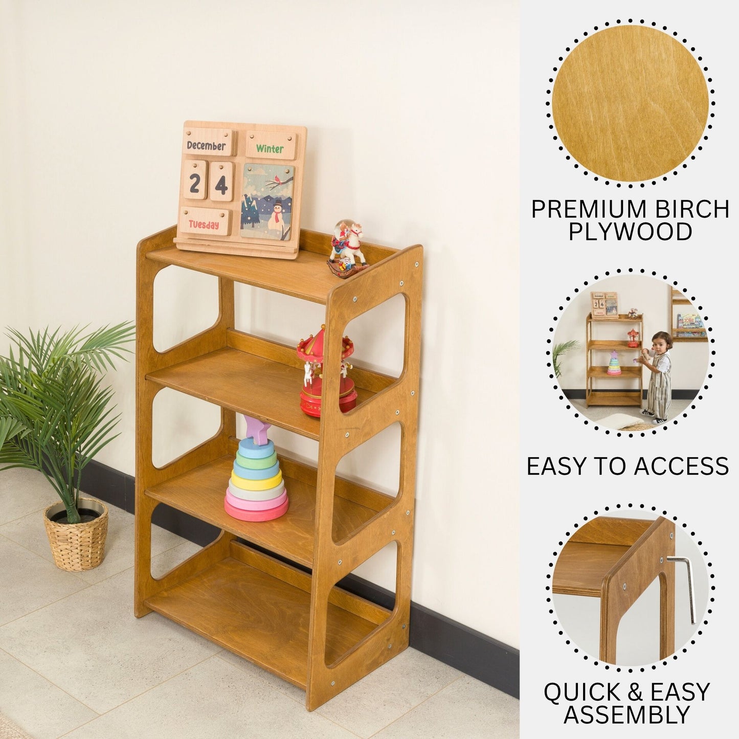 Freestanding Montessori Toys Storage Shelf