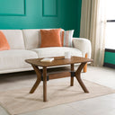 Modern Rectangle Coffee Table with Solid Wood Butterfly Legs