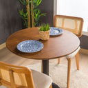 Birch Plywood Round Dining Table with Metal Tulip Leg