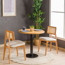 Solid Pine Wood Round Dining Table with Metal Tulip Leg