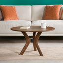 Round Coffee Table with Solid Wood Butterfly Legs