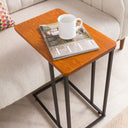 C-Shaped Slim Table with Metal Legs