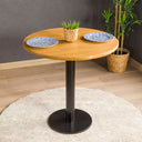 Solid Pine Wood Round Dining Table with Metal Tulip Leg