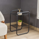 2-Tier Metal Side Table with Glass Tabletop