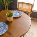 Solid Pine Wood Round Dining Table with Metal Tulip Leg