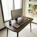 Modern Rectangular Solid Pine Home Office Desk with Rounded Edges