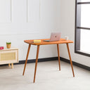Modern Rectangular Solid Pine Home Office Desk with Rounded Edges