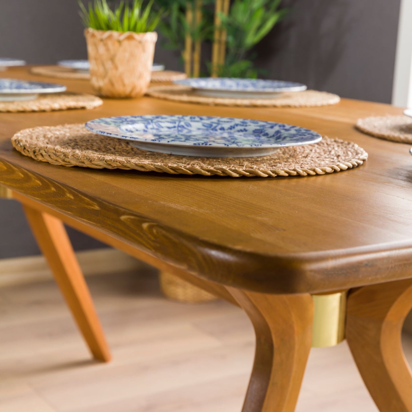 Rustic Rectangular Dining Table with Butterfly Pedestal Legs