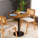 Solid Pine Wood Round Dining Table with Metal Tulip Leg