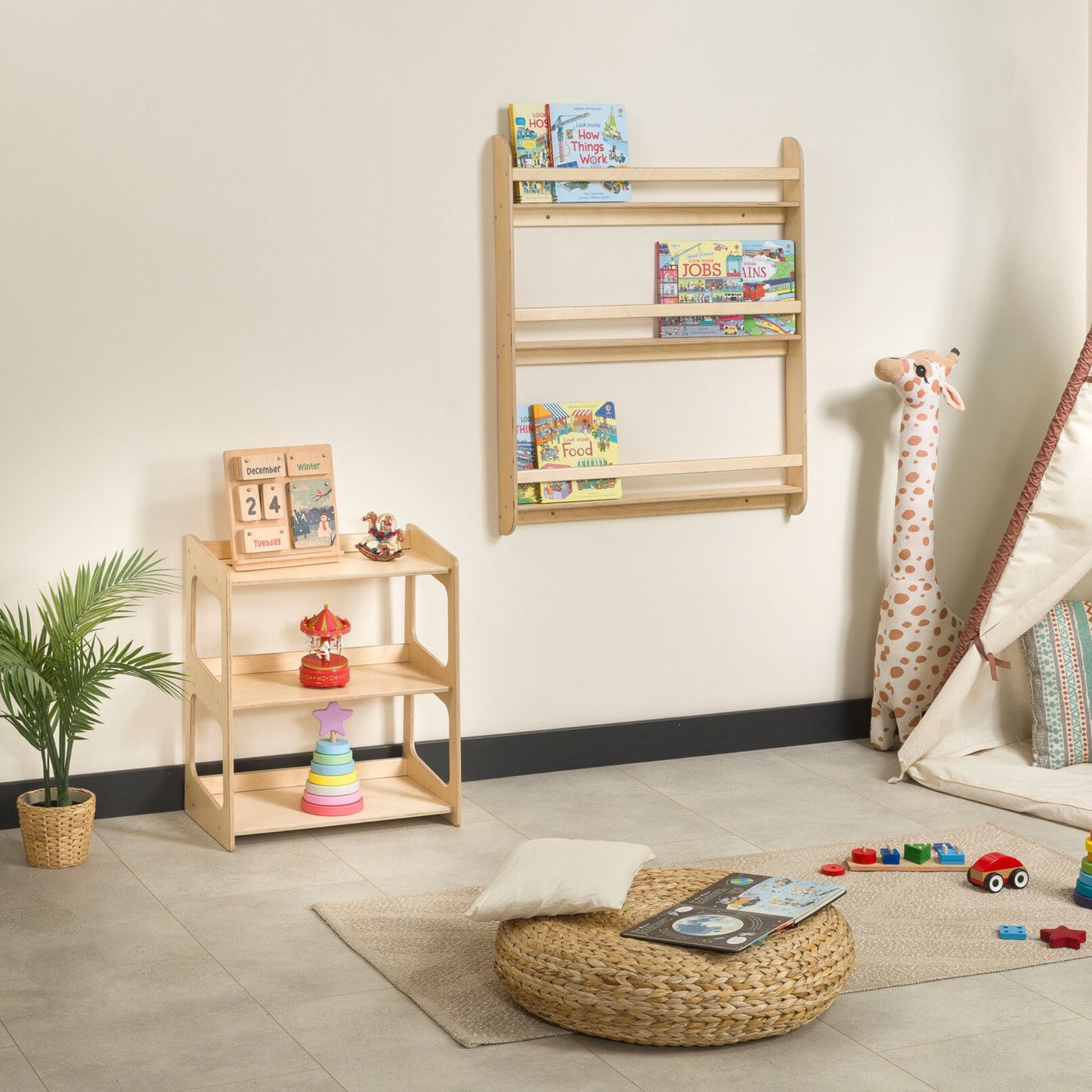 Freestanding Montessori Toys Storage Shelf
