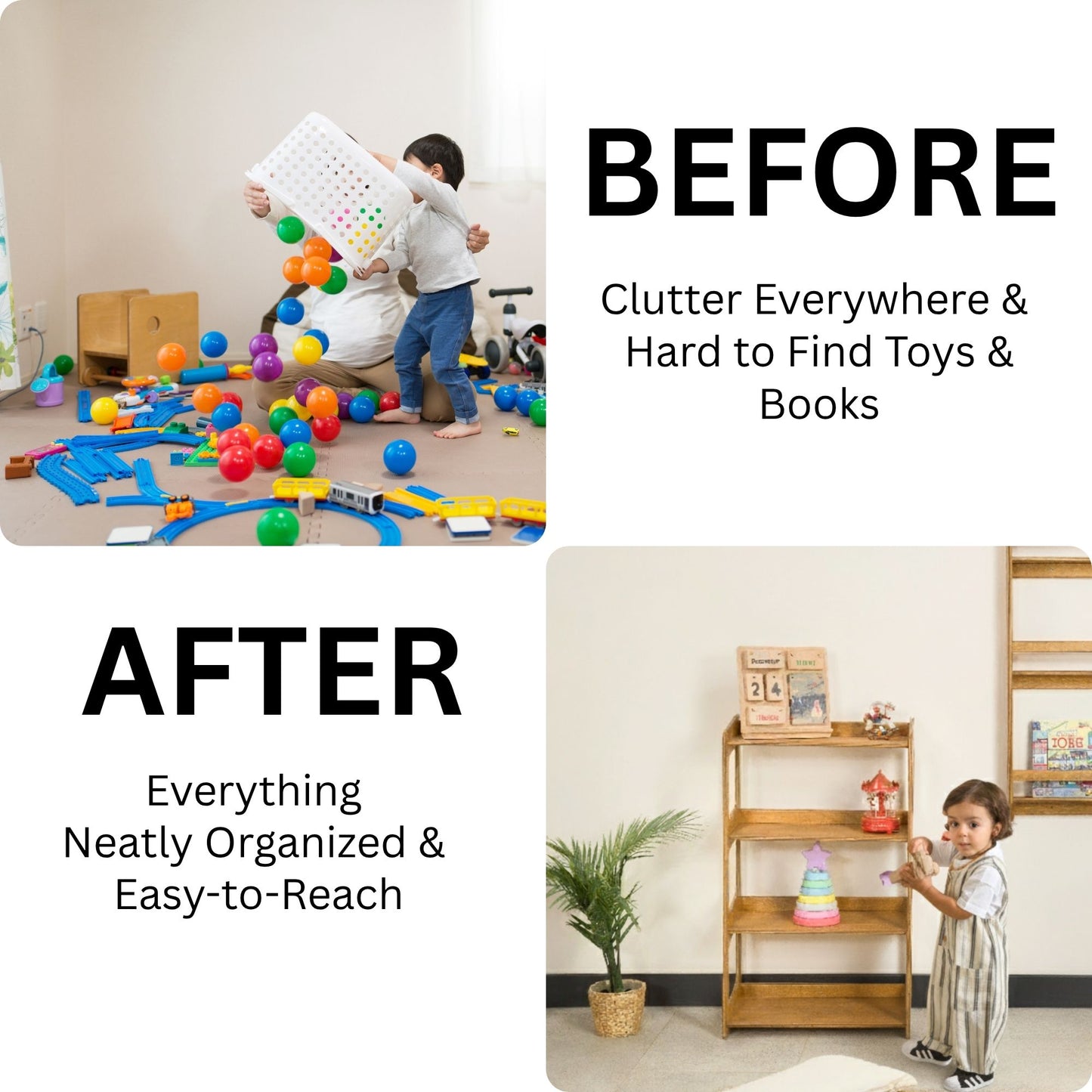 Freestanding Montessori Toys Storage Shelf