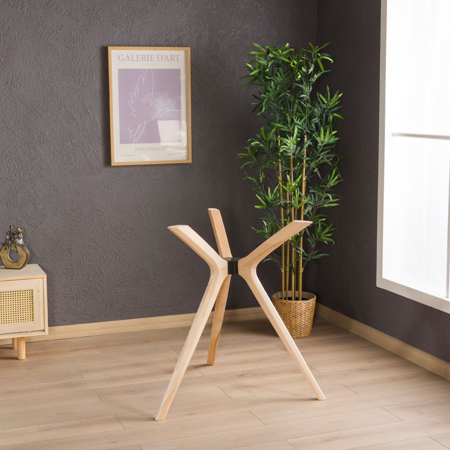 Solid Wood Counter-Height Round Table Base – 3 Legs
