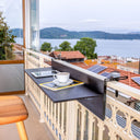 Folding bar table for balcony Balcony space-saving table Balcony table for outdoor living Rail-mounted balcony bar table Foldable outdoor table for balconies decks patios and rooftops